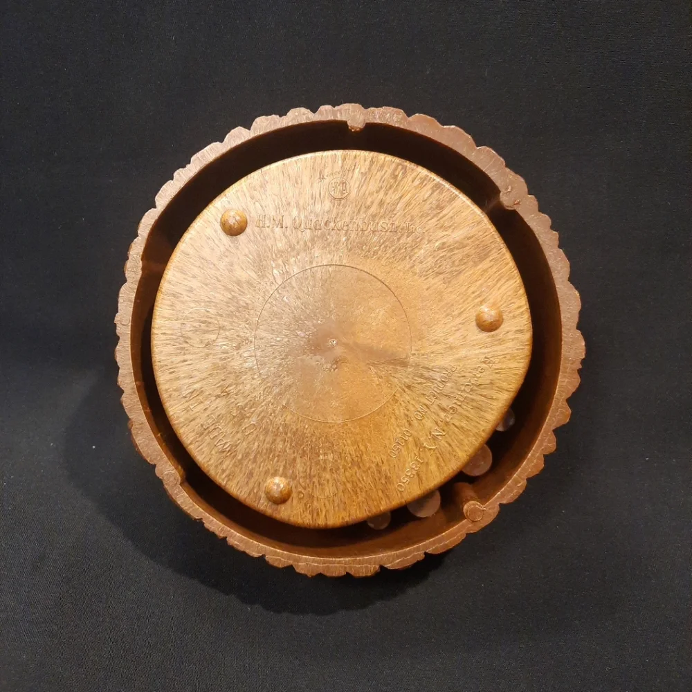 Faux Tree Bark Nut Bowl Dish w/Metal Nut Cracker & 2 Picks